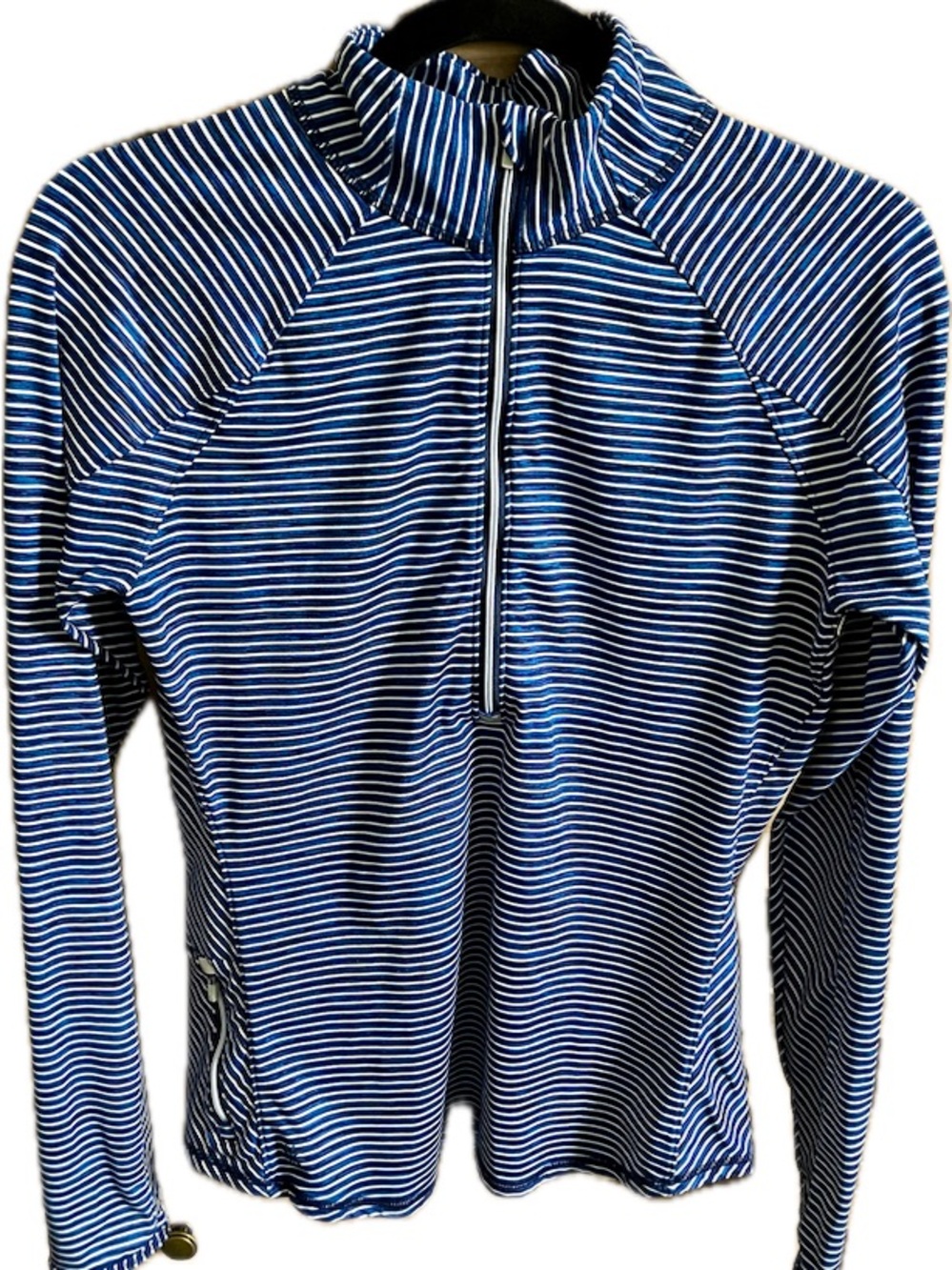 Athleta Blue & White Striped Performance Top